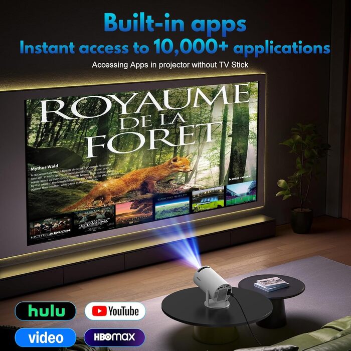 Портативний проєктор Mini Beamer: 1080P, 4K, Android, iOS, WiFi, Bluetooth, 180°