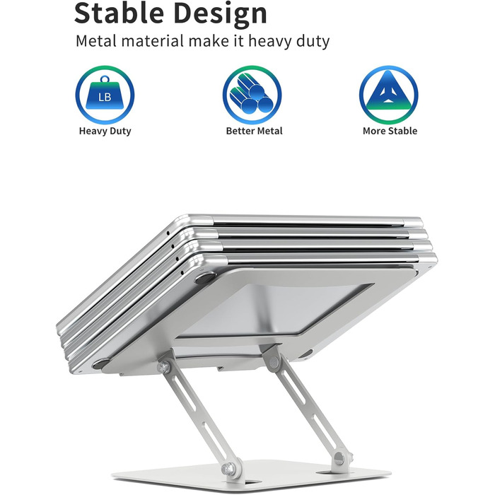 Підставка для ноутбука на стіл Soundance, чорна, регульована висота, металева, 10-15.6 дюймів