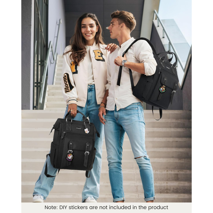 LOVEVOOK Рюкзак жіночий, чорний, 15.6 дюймів, водонепроникний, для школи, університету, роботи, подорожей, з USB-кабелем