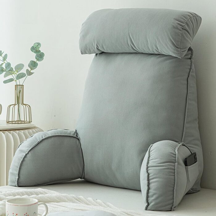 HAOYUES Лежанка для читання в ліжко та диван з підлокітниками та знімною подушкою для шиї. Подушка для читання, підтримка спини, ідеально для читання, роботи та ігор. Розмір: 75×40×55 см