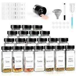Набір скляних банок для спецій Friberg з дозатором, 20 шт. x 120 мл, з нержавіючою кришкою, чорний