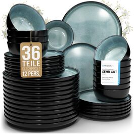 Набір посуду Steingut Ibiza 36 предметів на 12 осіб - Petrol (Pure Living)