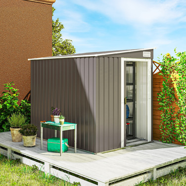 Гаражний бокс Outsunny з металу, 2,81 м², 154x206,5x181 см. Сховище для інструментів з похилим дахом та фундаментом.