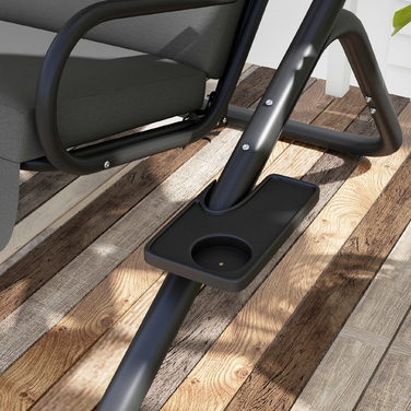 Садова гойдалка Голлівуд, стійка до погодних умов, з роздільними сидіннями для двох, 2 підсклянники, 170 см x 136 см x 170 см, сірого кольору