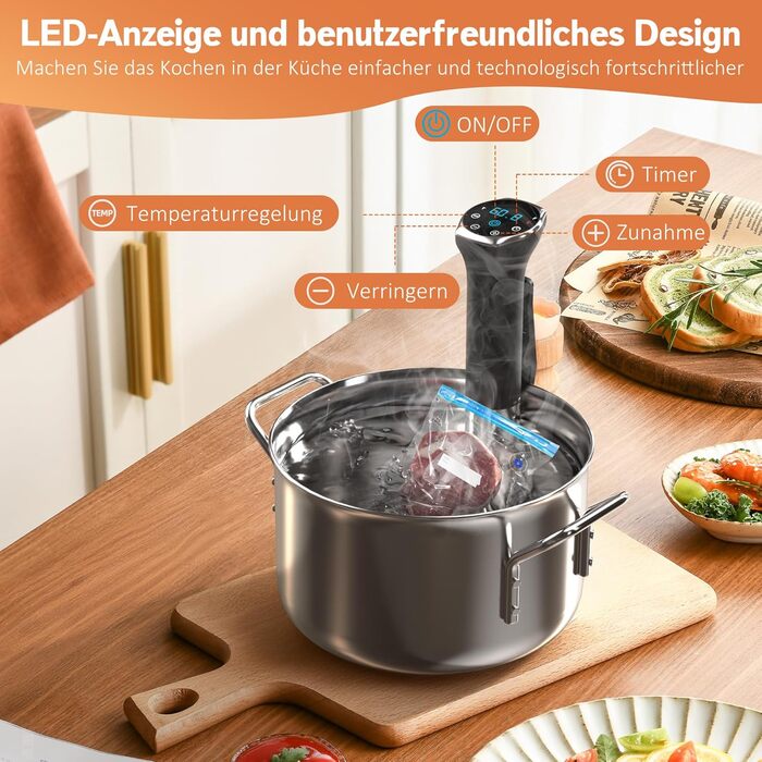 Су-від кухонний прилад Karinear | Су-від стік | APP-керування, Wi-Fi 2.4G | 1400W | 10-90°C, 1-99 хв. | 360° циркуляція