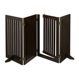 Захисний бар'єр Relaxdays коричневого кольору з дверцятами, 4 секції