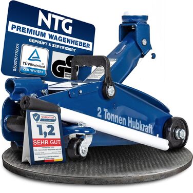 Гідравлічний домкрат NTG 2T (2000 кг) з сертифікатом TÜV, сталева конструкція, висота підйому 130-330 мм - для автомобілів, заміни шин