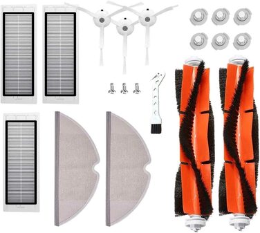 Набір з 17 запасних частин для Roborock S50 S51 S55 S5 S6 - Аксесуари для роботизованого пилососа Xiaomi MI Mijia-основна щітка, бічна щітка, HEPA-фільтр і Mopa. Роборок - 17 шт.