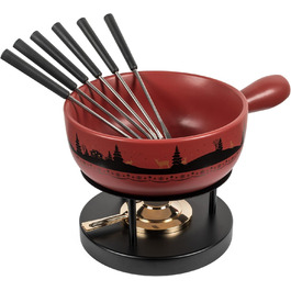 Набір для фондю KUHN RIKON Winterwonderland, Ø 23 см, 2.6 л, на 4-6 осіб, з 6 виделок, речау та пальниковою лампою
