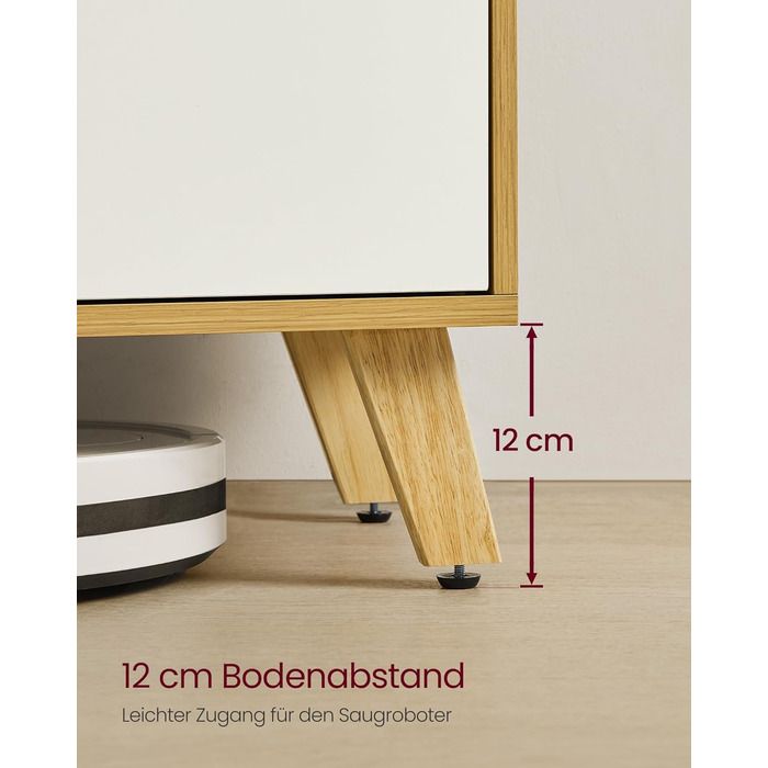 Тумба під телевізор VASAGLE 160 см, шафа для ТВ до 65 дюймів, 2 двері, полиці, колір: бежево-кремовий LTV030W01