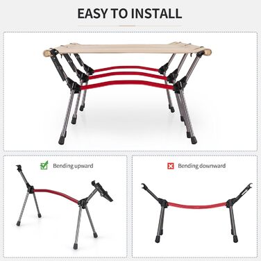 Польове ліжко Naturehike Ultralight: складане кемпінгове ліжко, витримує до 150 кг, регульована висота, бежеве