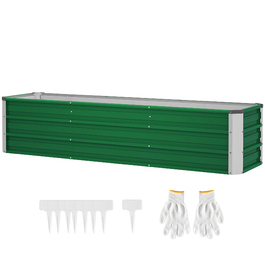 Outsunny Сталева грядка Саджалка Ящик для квітів 183 x 47 x 40 см з рукавичками зеленого кольору для овочів і квітів