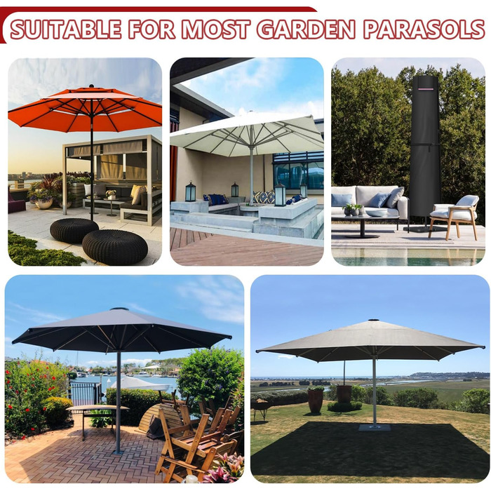 Захисний чохол для парасольки/газонного сонцезахисту LAMUNI, 250x30/50 см, водовідштовхувальний, зимовий, для сонцезахисту 3-5 м