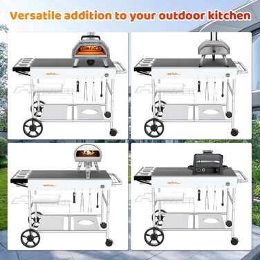 Тристороння візок-стіл для гриля на вулицю: Weber, Blackstone, Ninja Woodfire, Traeger, Nexgrill (63,5 x 127,9 x 78,9 см)