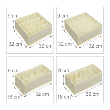 Relaxdays 4 шт. Комплект органайзерів для нижньої білизни