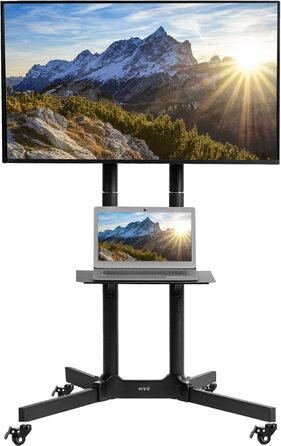 Телевізійна вітрина VIVO Mobiler TV-Wagen для екранів 32-83 дюймів (LCD, LED, OLED, 4K, Flat, Curved) з роликовим стійкою та відсіком для ноутбука/DVD, білий STAND-TV03W
