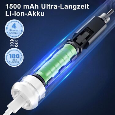 Електрична зубна щітка Betterchoi з магнітною левітацією, 41 000 VPM, 4 насадки, IPX7, 180 днів роботи, 5 режимів, таймер, білий