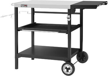 Набір для гриля Royal Gourmet: стіл-візок з 3 ярусами, стільниця з нержавіючої сталі 70x50 см та бічна полиця 30x50 см, для дачі та саду