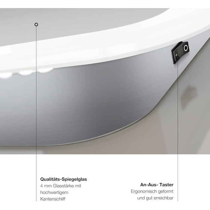 Дзеркало для ванної кімнати Talos Moon з підсвічуванням 120x70 см, вологостійке (Aluminium)