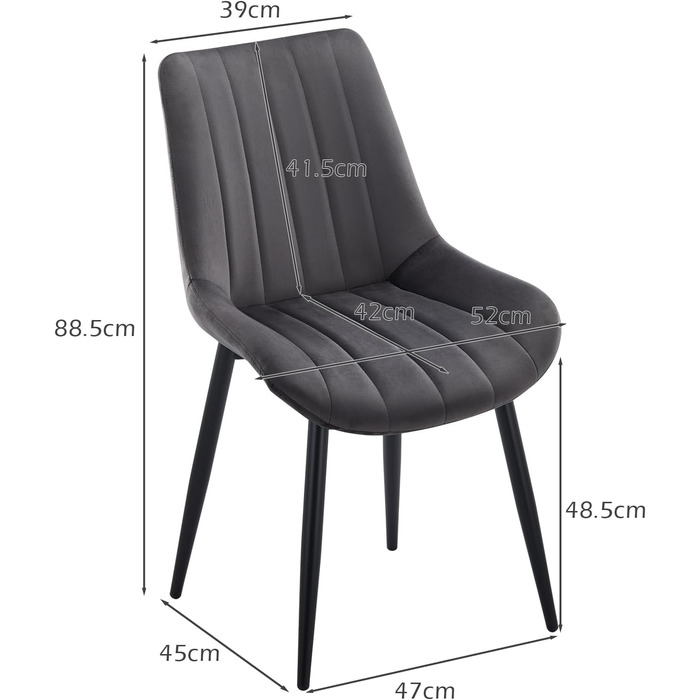 Тюкаїлай Комплект з 2-х обідніх стільців, штучна шкіра, ергономічний, з металевим каркасом, до 150 кг, для кухні та вітальні, коричневий (сірий, комплект з 4-х, велюр)