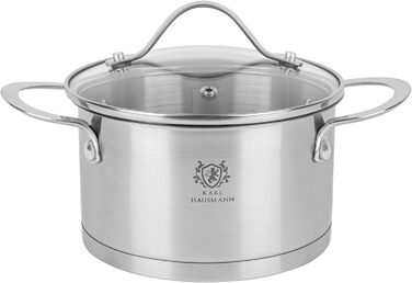 Нержавіюча каструля Karl Hausmann 3.6L, Ø 20 см - каструля для індукційних плит та всіх типів плит з кришкою, суповий та паста-топ, нержавіюча сталь