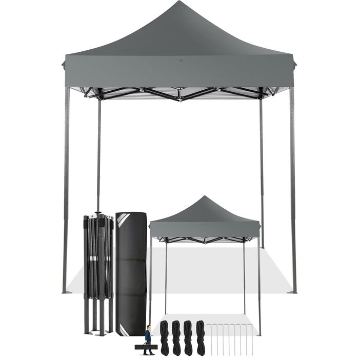 Павільйон COBIZI 3x3, водовідштовхувальний, зимостійкий, з боковою стінкою, Pop-Up, для вечірок, сонцезахисний, садовий, складаний, з сумкою та колесами (Сірий, 2x2м без стінки)