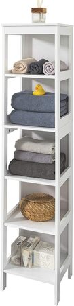 Полка для ванної кімнати SoBuy BZR14-W з 5 полицями, 30x139x30 см, білий колір