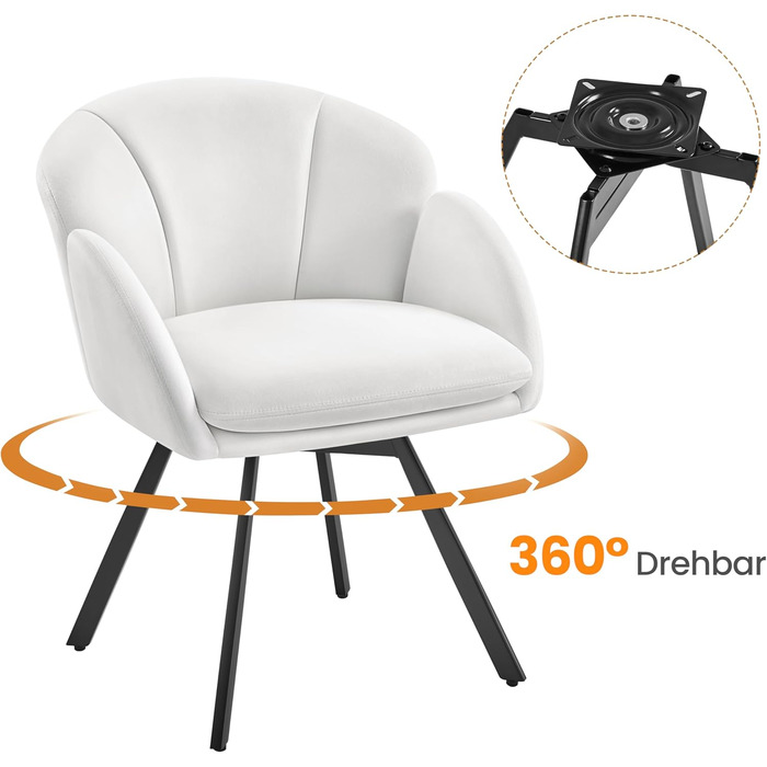 Крісло офісне Yaheetech, біле, 360° обертання, з м'яким сидінням, для дому/офісу