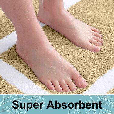 Набір килимків для ванної кімнати Homaxy: антиковзаючі, м'які, з мікрофібри, пухнасті. 2 шт. (40x60 см + 50x76 см), бежевий колір