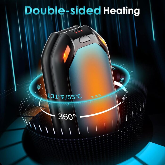 Електричний нагрівач для рук, 2 шт. Перезарядний магнітний кишеньковий нагрівач, ультралегкий та тонкий з великою ємністю 6000 mAh, 3 режими нагріву для чоловіків та жінок, для активного відпочинку, гольфу, кемпінгу (Синій, 1)