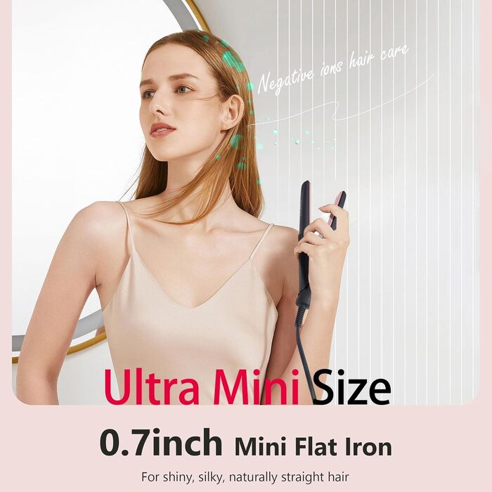 ANGENIL Pro Mini Титановий випрямляч та плойка 2-в-1 для волосся, компактний дорожній формат, швидкий нагрів 20 сек, сірий колір