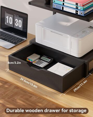 Підставка для принтера IBUYKE 2-ярусна, стіл з полицею, органайзер для офісу, чорний (TLJ015W)