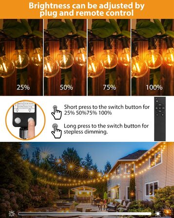 Ланцюжок прикрас BTfarm 13M з 18+1 LED, димування, таймер, для саду, тераси, вечірок. Водостійкий, тепле світло, з пультом ДУ.