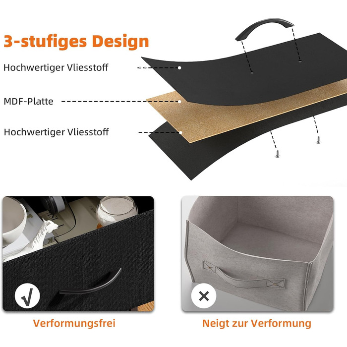 Комод Somdot з висувними ящиками для спальні, вітальні, передпокою з LED-підсвічуванням та розетками (2 AC, 1 USB, 1 Type-C), 5 тканинних ящиків, білий, 29T x 66,5B x 70,5H cm (Чорний, 29T x 99B x 70.5H cm (8 ящиків))