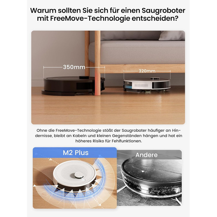 Робот-пилосос LEFANT M2Plus з функцією миття підлоги, 6000Pa, LiDAR-навігація, самоочищення, ідеальний для видалення шерсті тварин