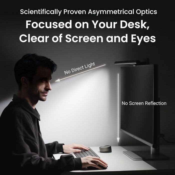 BenQ ScreenBar Halo 2 – LED-лампа для монітора з бездротовим контролером, без відблиску, регульованою яскравістю та колірною температурою, для захисту очей, USB-живлення