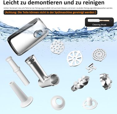 Електричний м'ясорубка STANEW Fleischwolf 3 в 1: м'ясорубка, машина для куббе та ковбас, нержавіюча сталь, 3,5 кг/хв, 3500 Вт