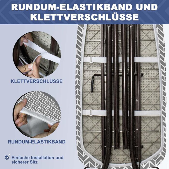 Чохол для прасувальної дошки з товстою підкладкою 120x40, 120x45, 125x45, з еластичною стрічкою по краю, липучками, підходить для прасувальних столів, ідеальний для парогенераторів
