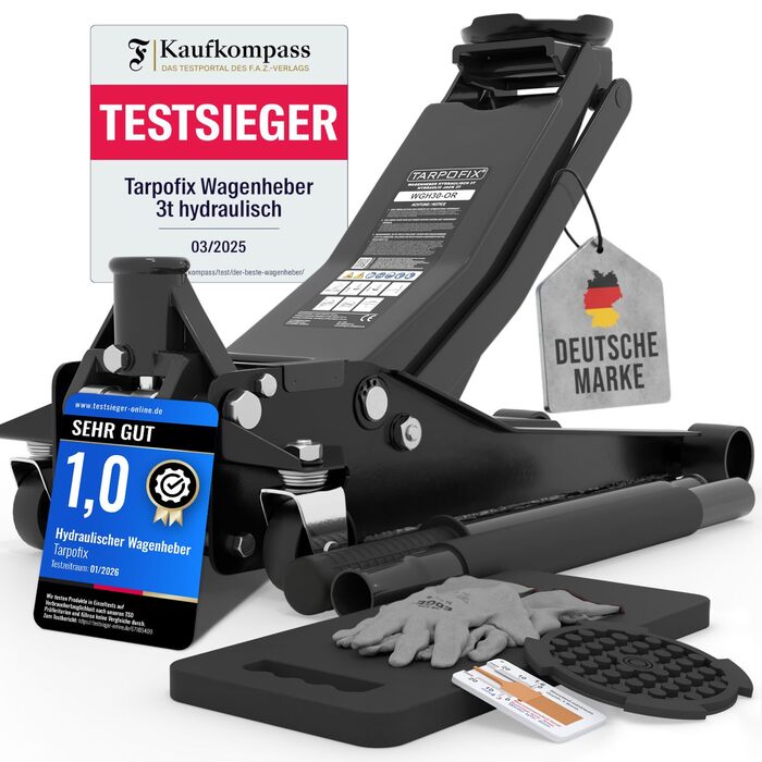 Гідравлічний домкрат Tarpofix 3т (85-475 мм) для позашляховиків та легкових авто | Низькопрофільний домкрат з подвійним циліндром