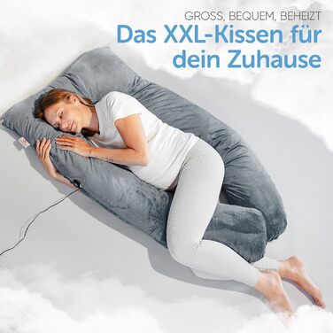 Подушка для сну на боці Lotus [З підігрівом] XXL, подушка комфорту, вагітна подушка, подушка для годування | (Світло-сірий)