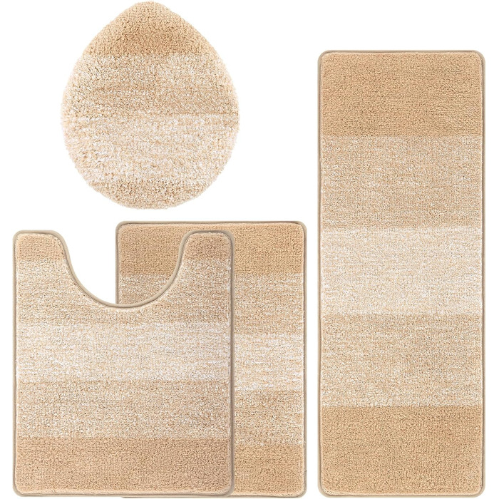 Набір килимків для ванної кімнати Bsmathom, 4 шт., з кришкою для унітазу, м'які, швидковисихаючі, нековзні, машинного прання, килимки з U-подібною контуром, килимок для унітазу, помаранчевий (Sunset Chevron) 18'x26'+18'x48'+U20'x24'+Cover19'x21'