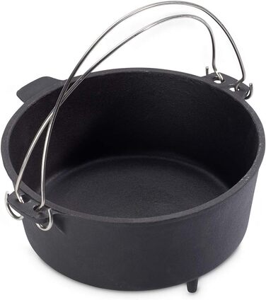 Нідерландський казанок Echtwerk Dutch Oven з чавуну, 4.9 л, готовий до використання, кришка-сковорода, для гриля, чорний, лімітована серія