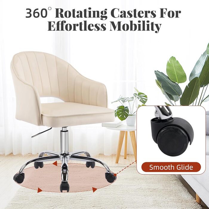 Крісло для офісу Fiximaster Homeoffice: регульоване, ергономічне, з велюру, до 113 кг, кремове