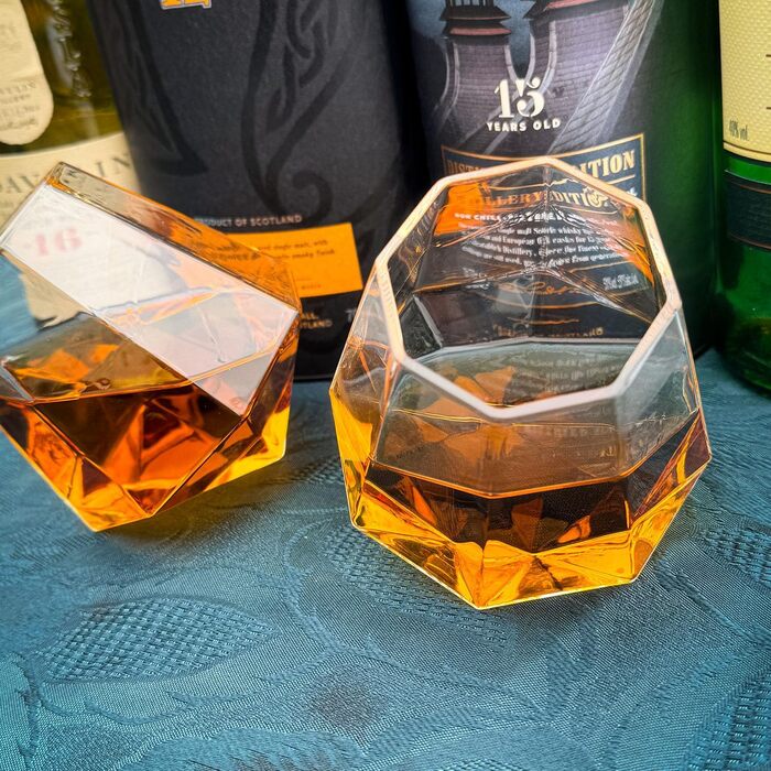 Набір склянок для віскі Diamant Gläser (2 шт), жовті, поворотні, у подарунковій коробці