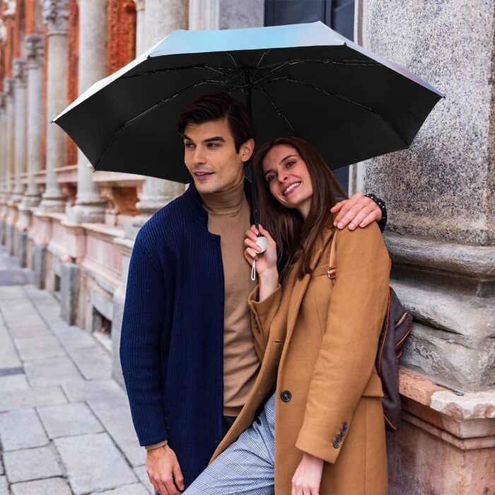 Парасолька для подорожей, кишенькова парасолька, компактна парасолька вітрозахисна міцна, 6 ребер складна міні-парасолька з капсульним рукавом, сонцезахисна парасолька від ультрафіолету, райдужна парасолька Штормовий для чоловіків Жінки рожевий
