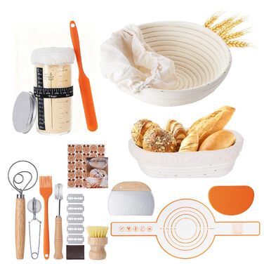 Набір для закваски з ротангу: корзини, скребок, ніж, тканина - повний комплект для початківців та професіоналів