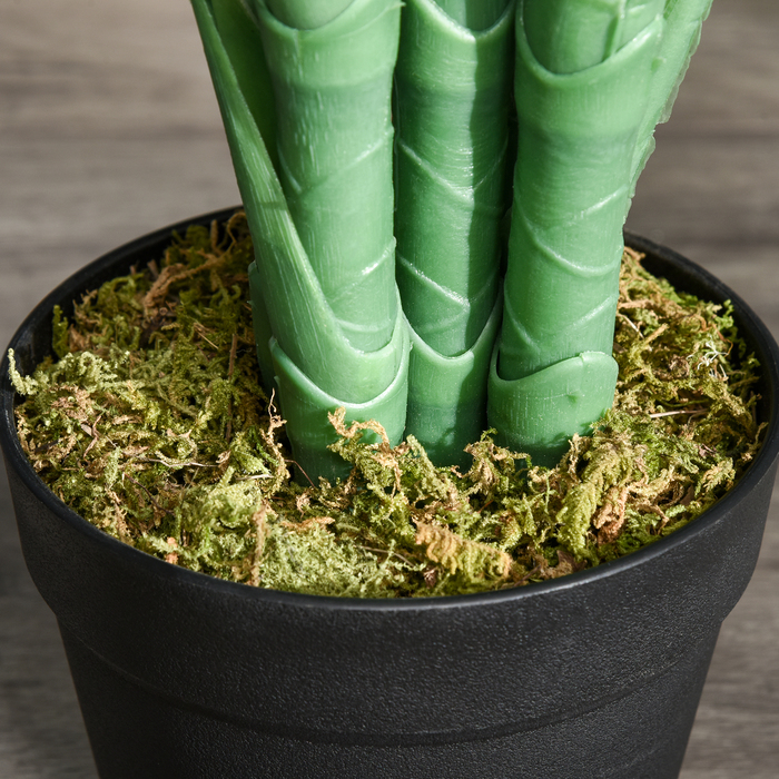 Штучна пальма 125 см: велика декоративна рослина з 18 пальмовими листями у горщику, ідеально підходить для вітальні або балкону.