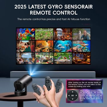 Портативний проєктор Mini Beamer 4K/1080P з WiFi 6 та Bluetooth 5.4. Підтримка HDMI, TV Stick, Memory Stick, Laptop. Автоматичне вирівнювання Keystone, чорний