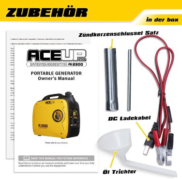 Інверторний генератор Aceup Energy 2000W: тихий бензиновий генератор з USB та 230V/12V розетками, 4-тактний двигун, 19,8 кг