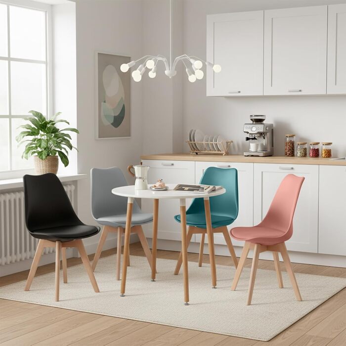 Елегантні стільці для обідньої зони EGGREE: дизайн в скандинавському стилі, набір 4 шт., кольори: чорний, рожевий, сірий, бірюзовий